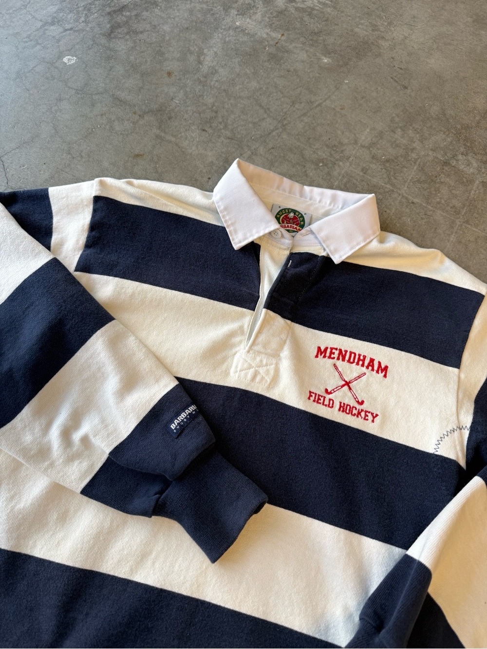 Barbarian Mendham Field Hockey Navy & White Striped Rugby Shirt Made in Canada